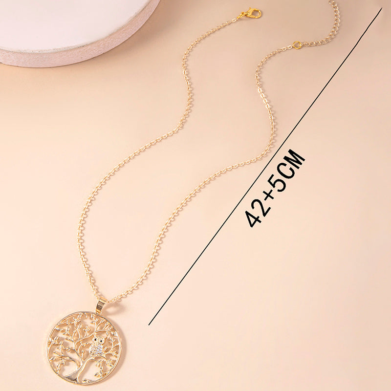 Tree Of Life Necklace Crystal Bird Owl Pendant