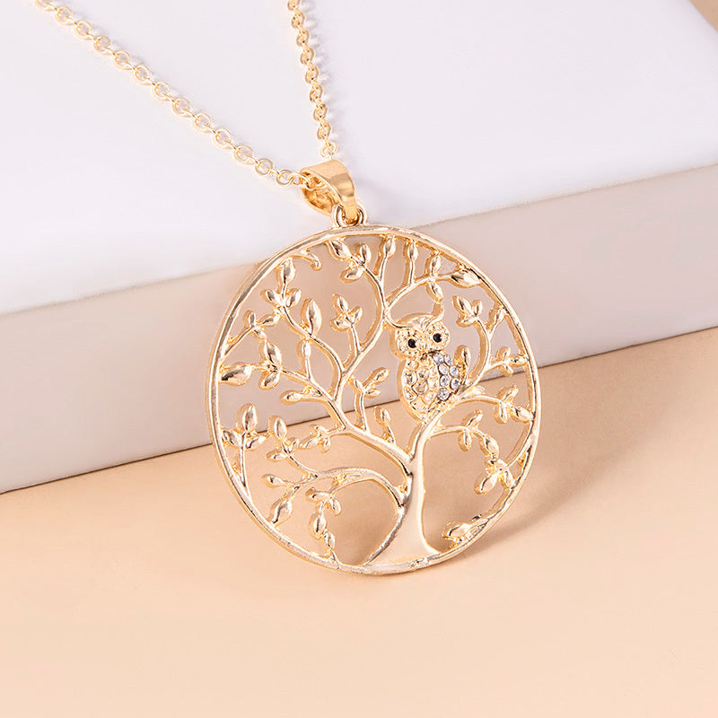 Tree Of Life Necklace Crystal Bird Owl Pendant